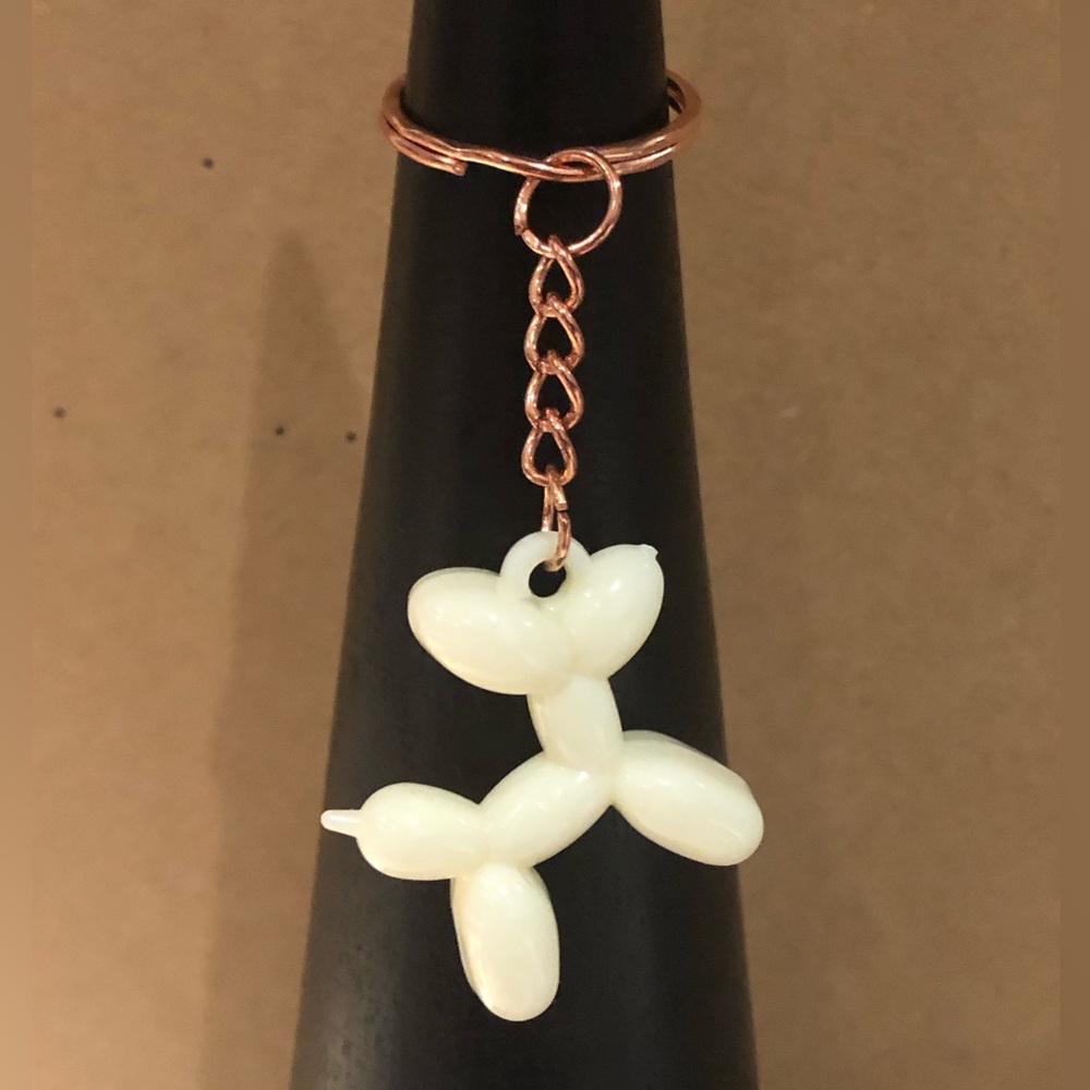 3/$20 White Balloon Dog Keychain
